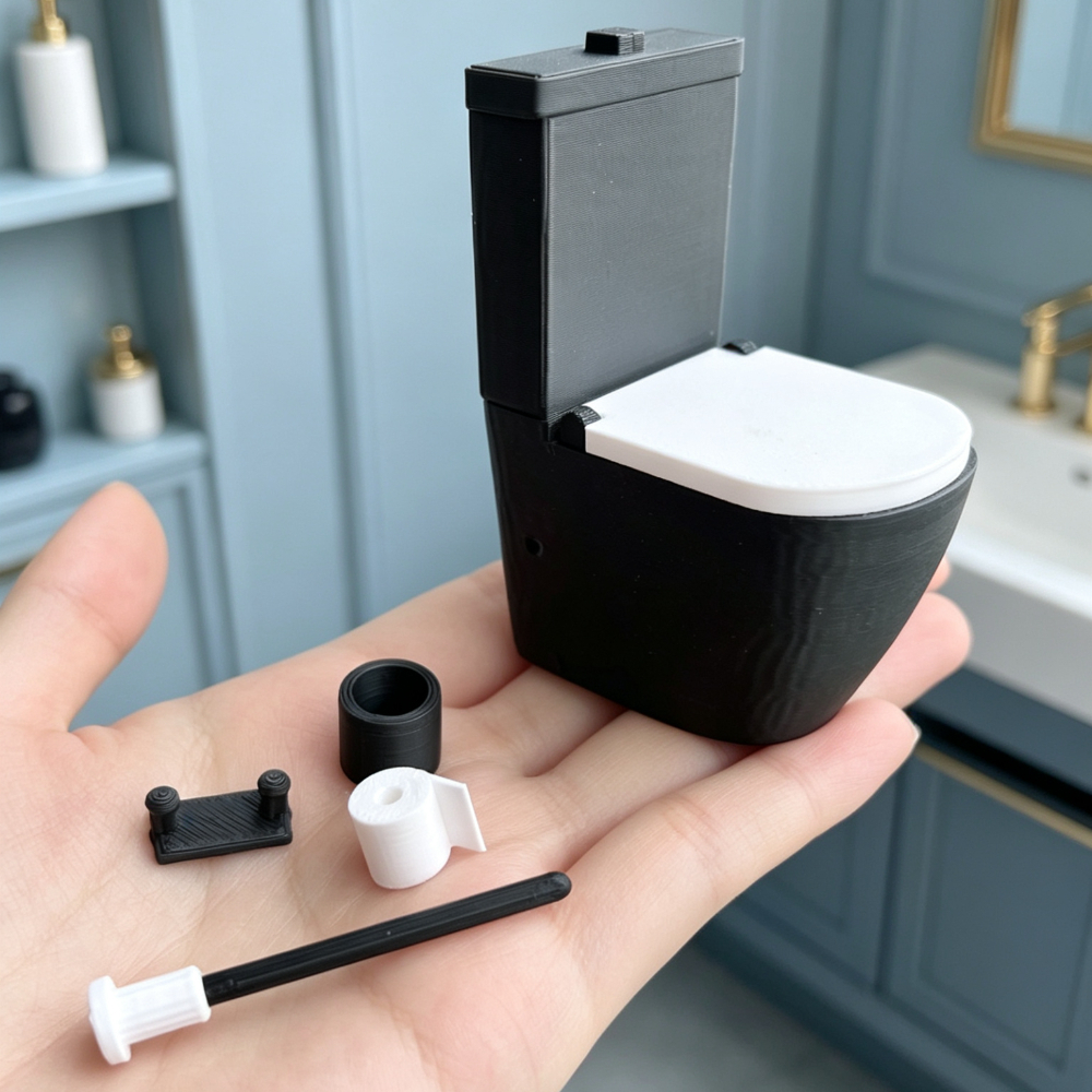 Image of 5pcs Mini Simulation Toilet Set Model (open And Close) 1:12 Dollhouse Miniature Furniture Ornament Ob11 Scene Decoration Bjd Shooting Props