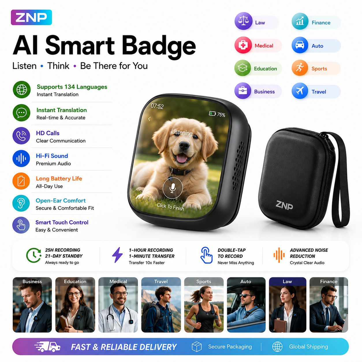 Image of This Znp Ai Recorder Packs Practical Functions Perfectly Tailored For Office Work And Daily Recording . It Supports Up To Of Continuous Recording And An Of Long Standby, You From