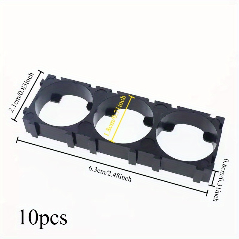 TEMU 10pcs 18650 Lithium Battery Storage And Management Brackets, Universal Battery Brackets That Assembled And Spliced , Plastic Battery Pack