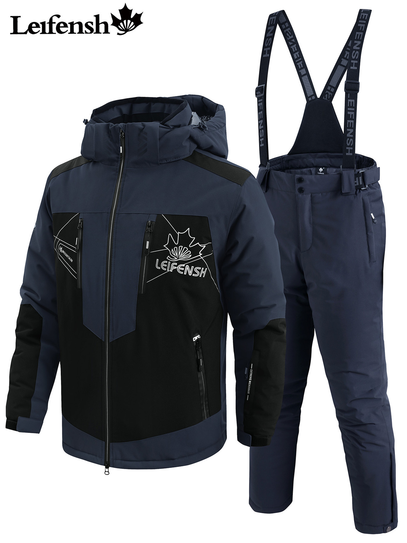 Men's Ski Jacket and Suit Set, 2pcs Windproof Snowboard Outfit