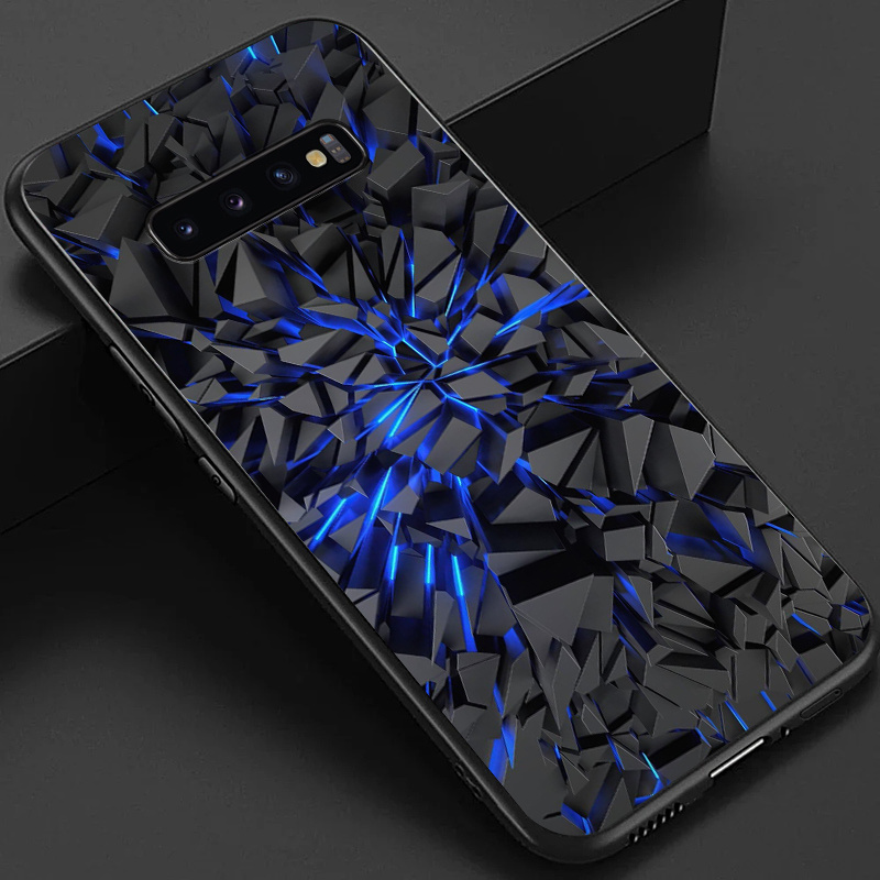 TEMU Phone Case: Case For Galaxy S10 Plus S10e Phone Case, Cool Rocks Spout Flame Pattern Stylish Glossy Glass Back Cover Gift