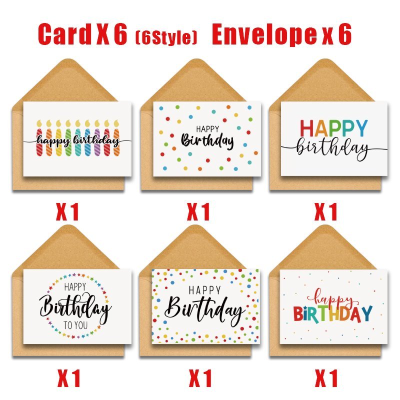 TEMU 【封筒付き】誕生日カード 12枚セット、卸売用の無地誕生日ノートカード。家族、友人、同僚へのプレゼントに最適