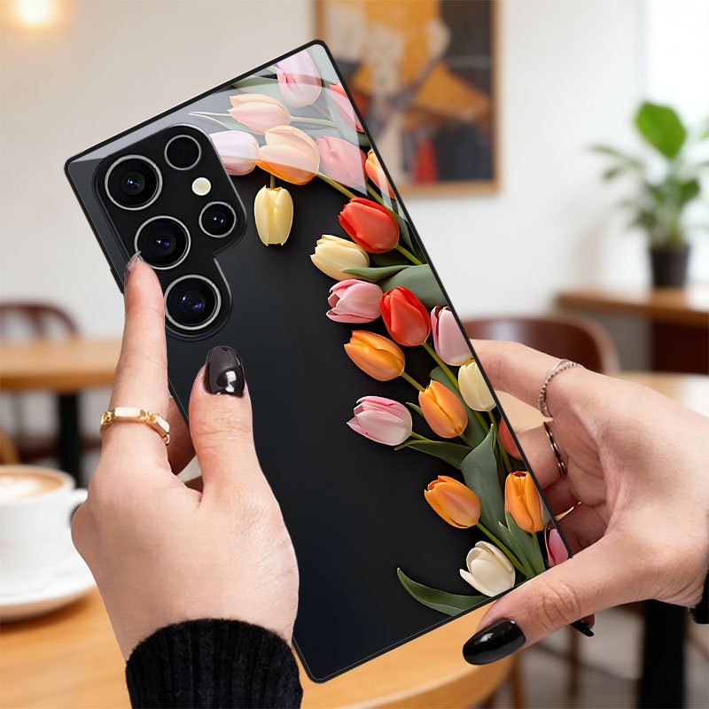 TEMU Phone Case: Tulip Bouquet Multicolor Gradient Pattern Phone Case, Suitable For Galaxy S9+/s10/s20+/s20 Ultra/s21 5g/s21+/s22/s23 Plus/s24