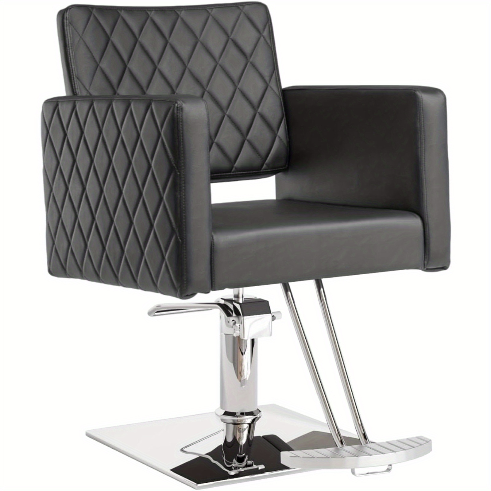 Image of Bonnlo Adjustable Barber Chair (90-105 Cm), 360° Rotating Barber Chair With A Load Capacity Of 150 Kg, Hairdressing Chair Featuring A Footrest And Open Backrest, Made Of Pvc Leather In Black