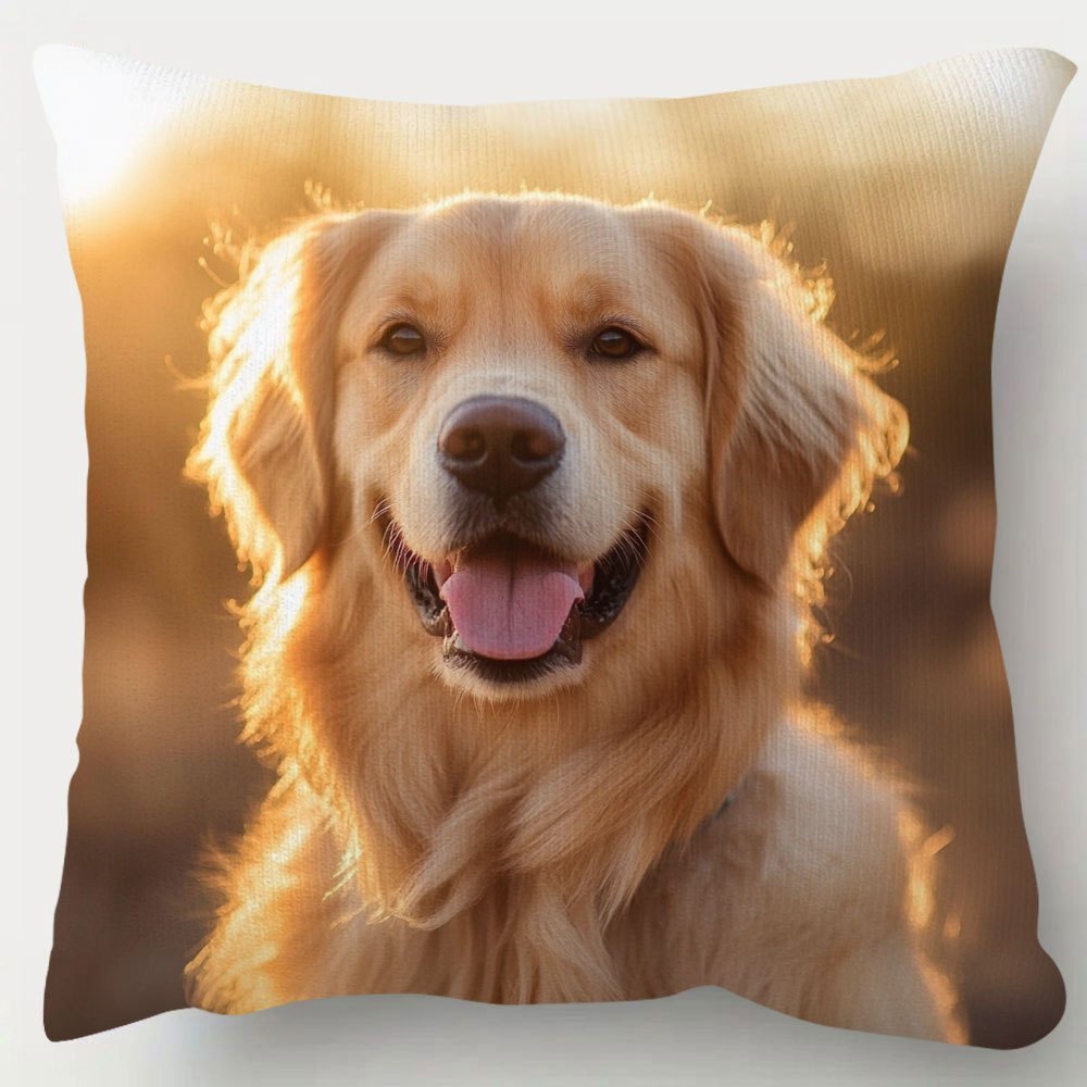 TEMU 1pc Golden Retriever Dog Pillowcase 45.72x45.72cm - Soft And Smooth Polyester Fleece Fabric, Single-sided Print Pattern, Pillow Insert Not