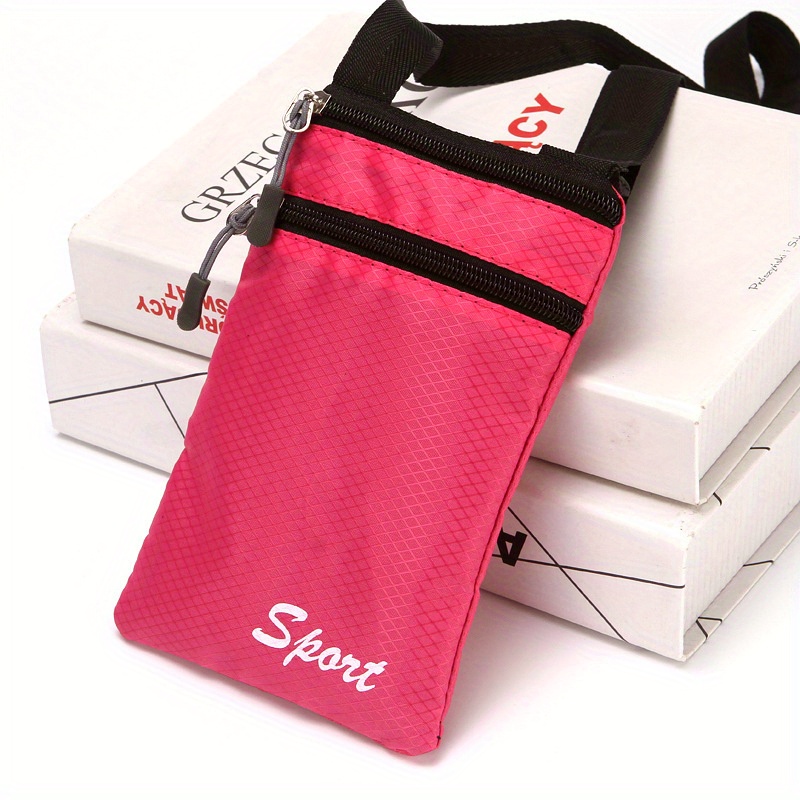 TEMU 1 Borsa per telefono stile sportivo - Borsa multifunzionale con cerniera e tracolla regolabile, materiale resistente, adatta per l'uso -