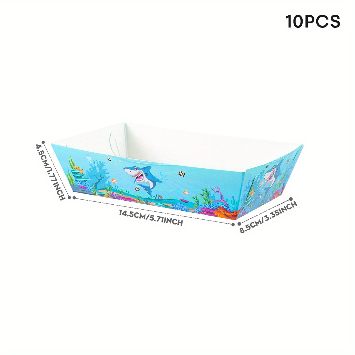 E-shop 10/24 Stück, Niedliche Haifisch-Snackboxen, Frittenboxen mit Ozean-Sommer-Thema, Essensschalen, Popcorn-Boxen aus Papier, Geeignet für