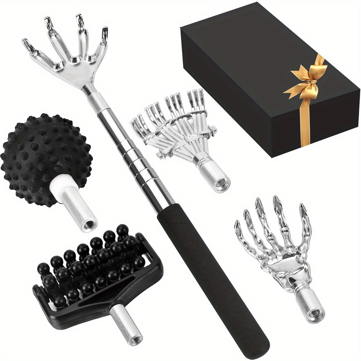   fathers day dad gifts from daughter son wife telescoping back scratcher with 5pcs detachable scratching heads stocking stuffers for men unique gift for father husband Product details 1
