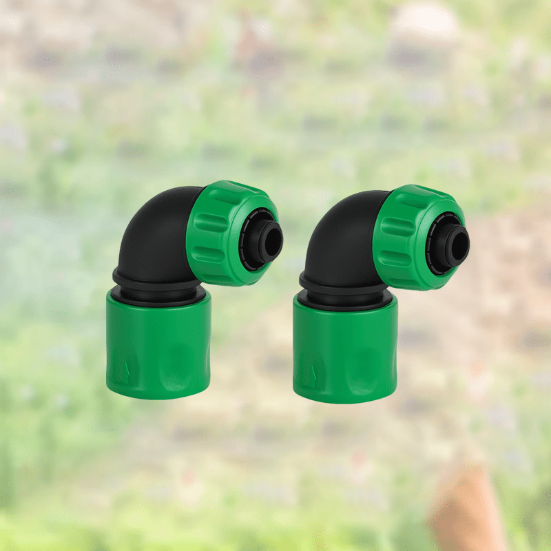 Image of 2pcs 1/2in (12.5mm) Hose Elbow Quick Connector Set, Garden Hose Fittings, Garden Irrigation Car Wash Hose 90-degree Elbow Quick Connector Adapter (green)