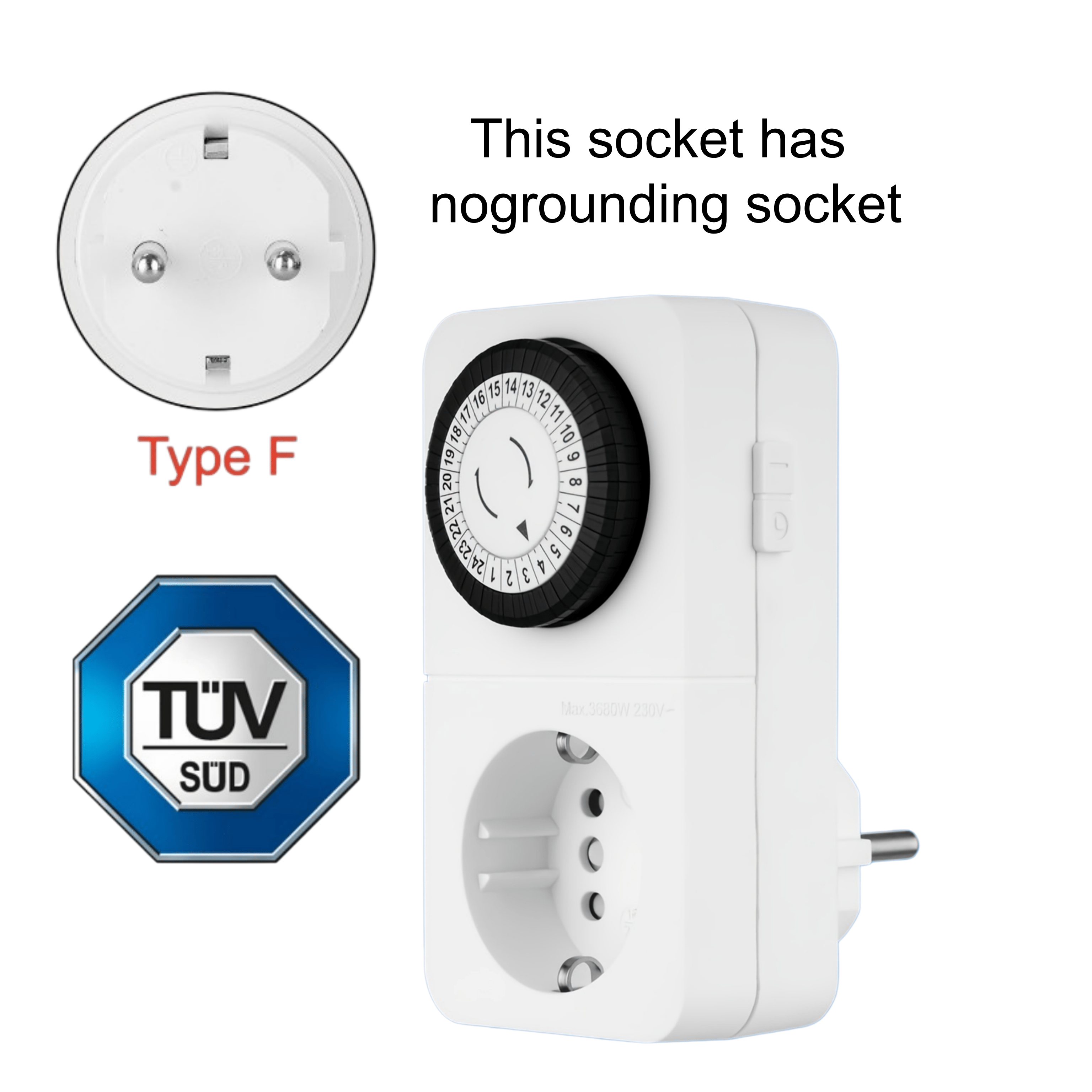 eu-standaard mechanische timer-aansluiting 24-uursformaat 30 minuten   48 opeenvolgende   combinatie-aansluitingssysteem ondersteunt 1 ronde stekker of 2 platte stekkers max. 16a 3680w voor thuis, klaslokaal, slaapkamer, keuken, kantoor, timing van fokapparatuur