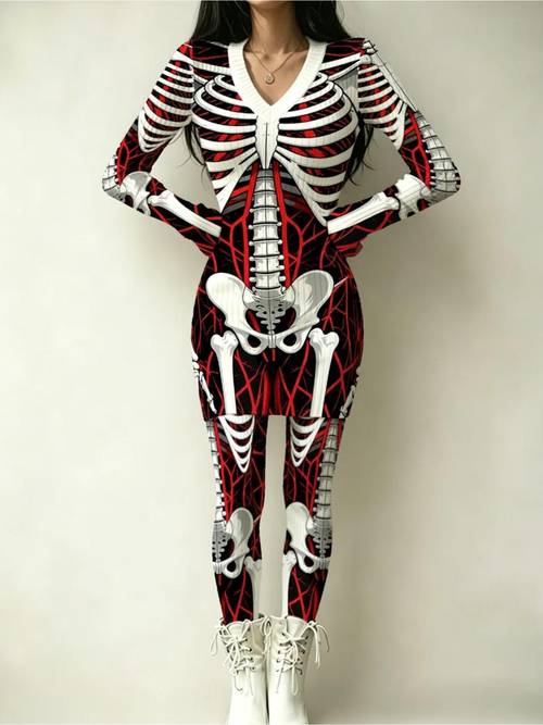 womens fashion dress set mixed color multiple specifications stylish skeleton print comfortable fabric suitable for daily wear parties ladies add a to your wardrobe