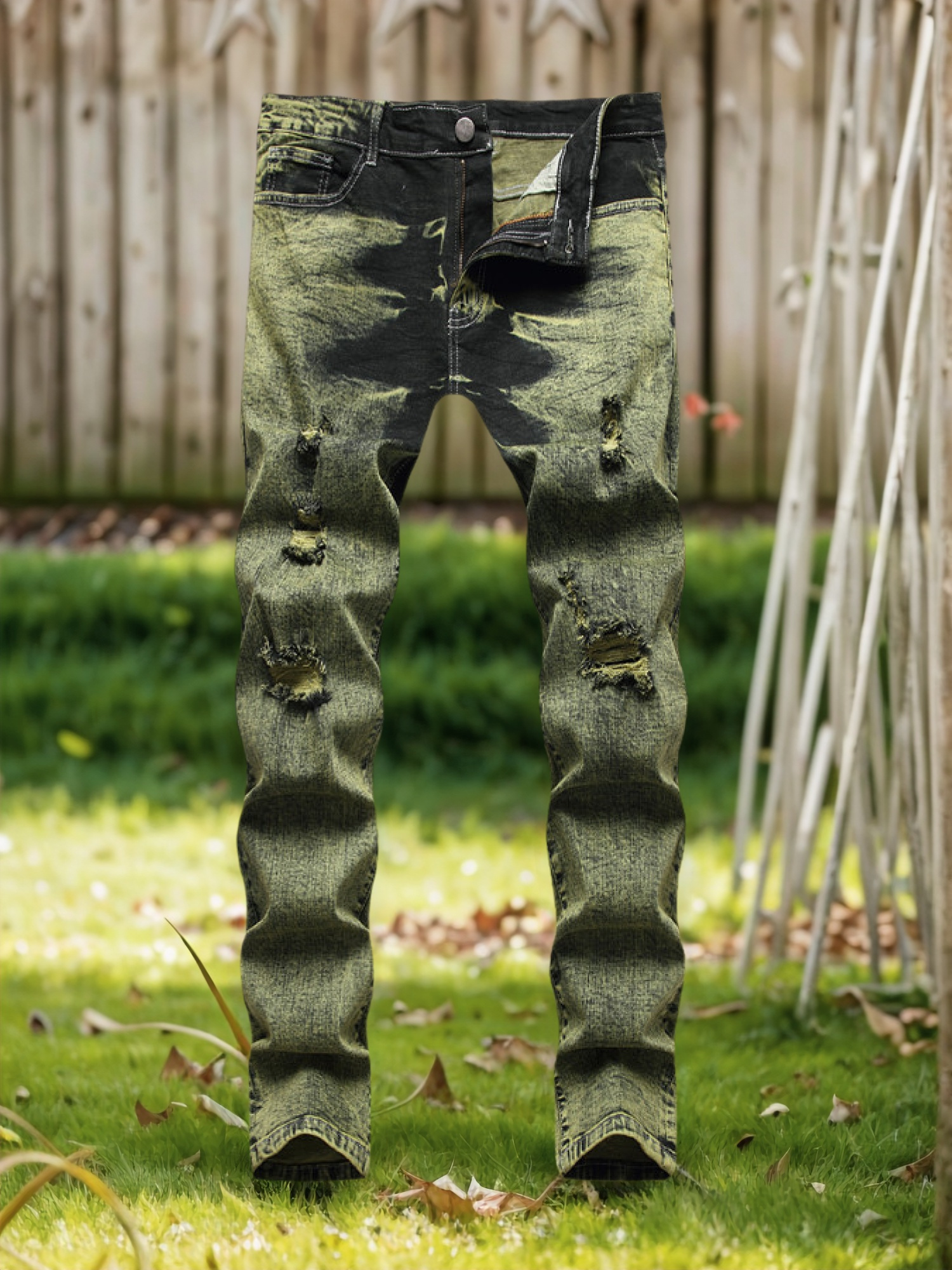 jeans retro desgastados hombre camuflaje detalles Temu