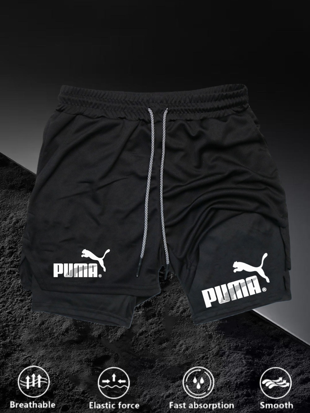 Men's Quick-Dry Double-Layer Shorts for All Seasons! Breathable and Sweat-wicking Without Feeling Stuffy, with an Elastic Design for Unrestricted Movement. Perfect for Gym Workouts, Running, and Training with No Pressure. Features Trendy and  Prints