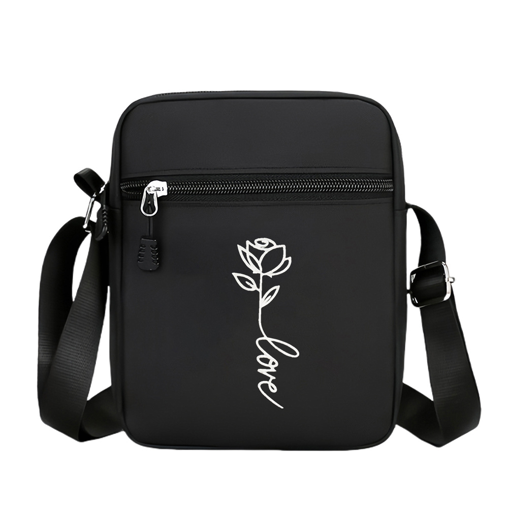 artikel foto 1 stuks draadvormige rozen ornament dagelijkse gebruik heren sling schoudertas, heren   bag met rits