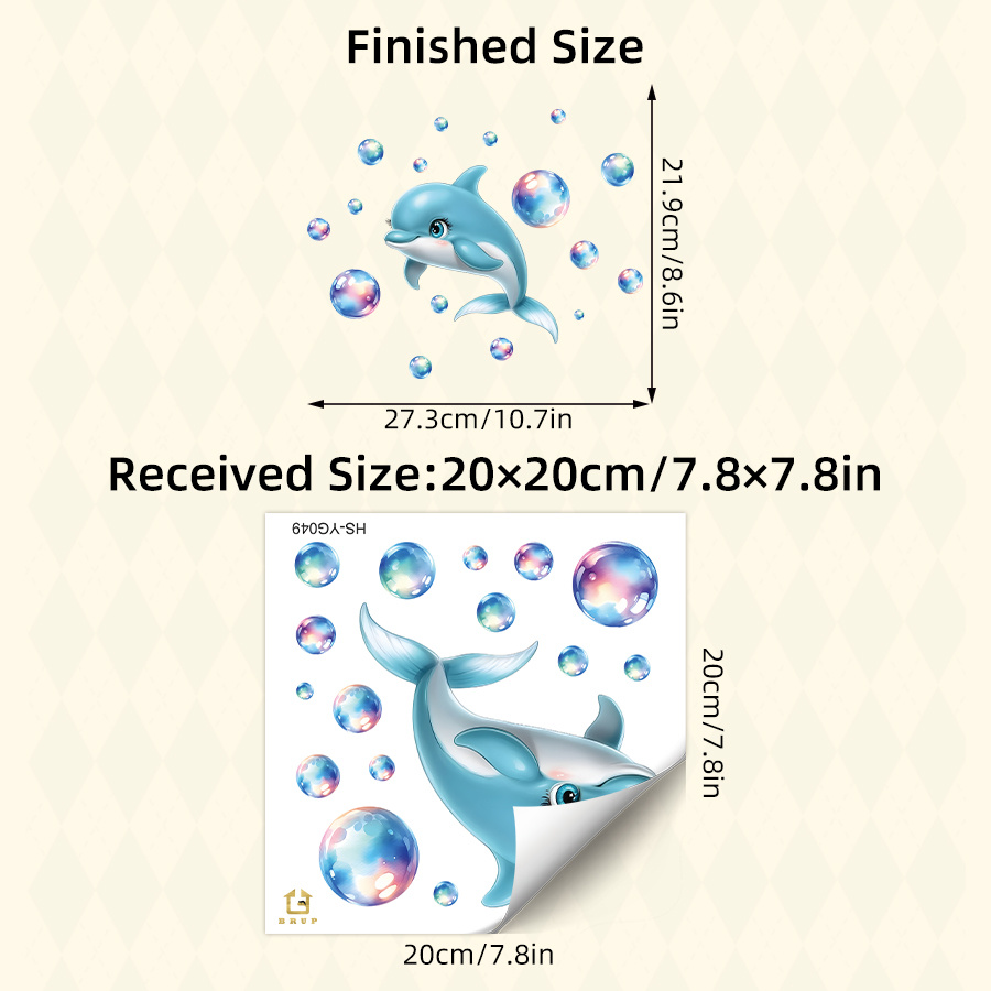 Image of 1pc Glow In The Dark Wall Stickers For Kids Bathroom Decor, Dolphin & Bubble Luminous Sink Decals, & Remove Night Light Stickers,school Decor