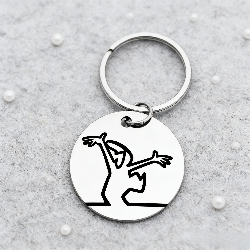 Image of The Cavandoli Line" Stainless Steel Keychain, A Unique, , Fun, And Fashionable Accessory, Suitable For Men And Women To Wear During Holidays, Gatherings, Parties, Birthdays, And Graduation