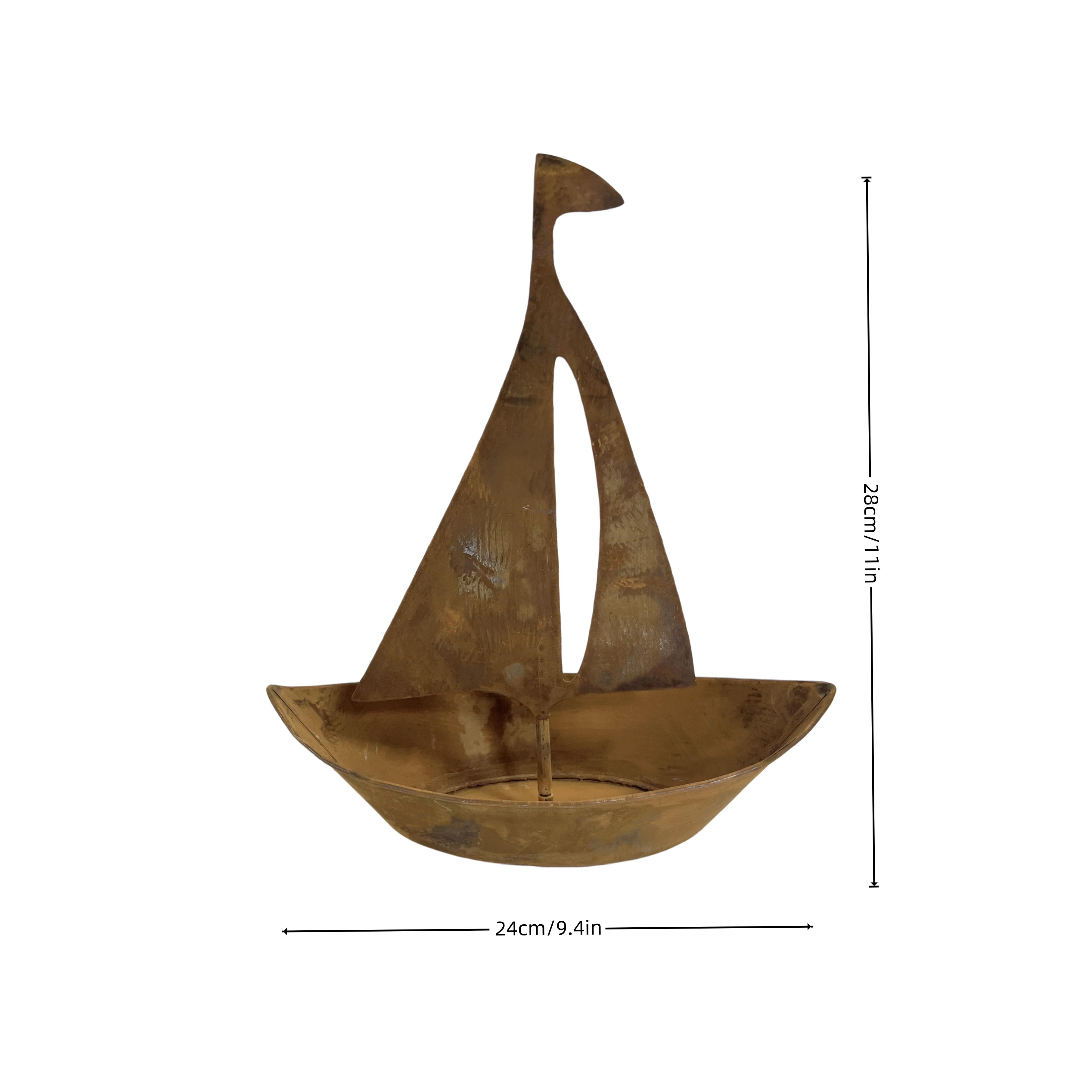 Image of Unique Rusty Iron Boat Planter, European Retro Style, Succulent Flower Pot, Decorative Gift For Garden Lovers Gardening Gift Home Decor