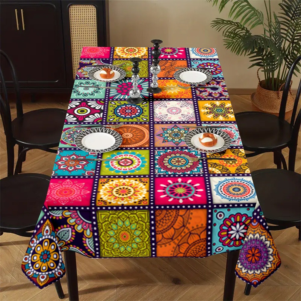 TEMU 1 mantel exquisito con estampado de estilo bohemio, para fiestas, picnics, camping y decoración de comedor moderno, accesorios de pícnic, para