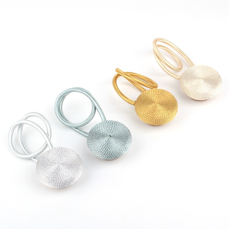 Four Premium Easy Round Magnetic Curtain Strings, Robust Magnetic Hooks, Handcrafted Decorative Magnetic Design, Long-Lasting Material, Bohemian Style Hanging Strings, Ideal for Bedroom, Living Room, And Office Curtain Storage Decoration