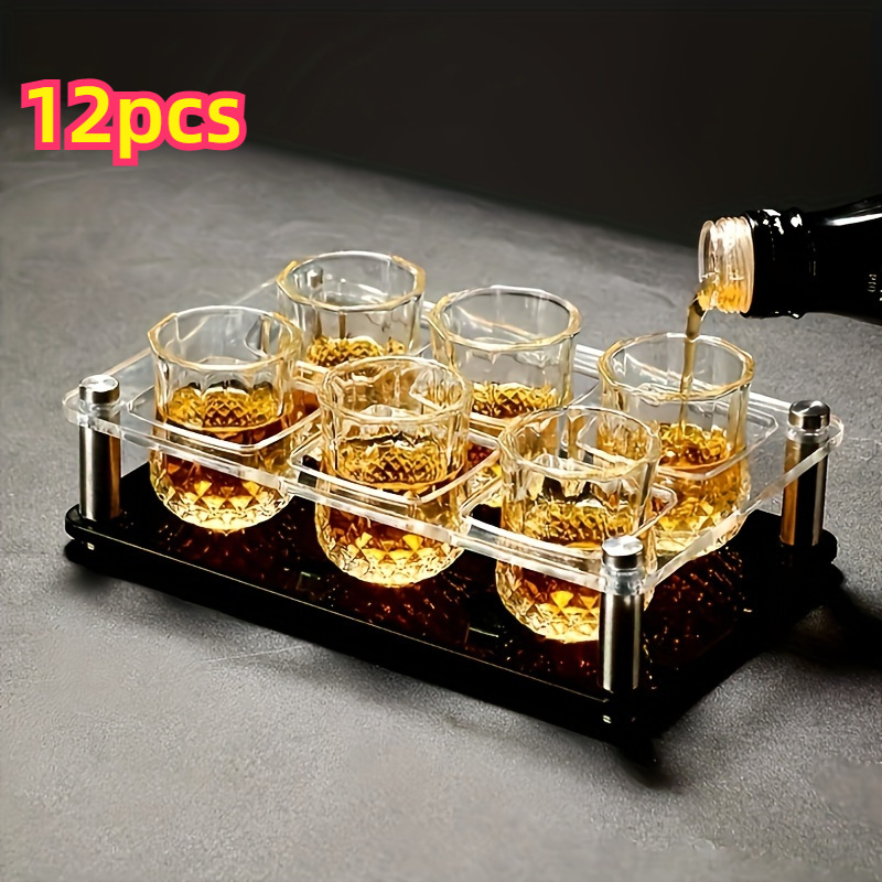 12팩 1.69 oz   컷 유리, 재사용 가능, 위스키 글래스에 적합, 재활용 가능한 유리 제품, 가정용 바 ktv에 적합