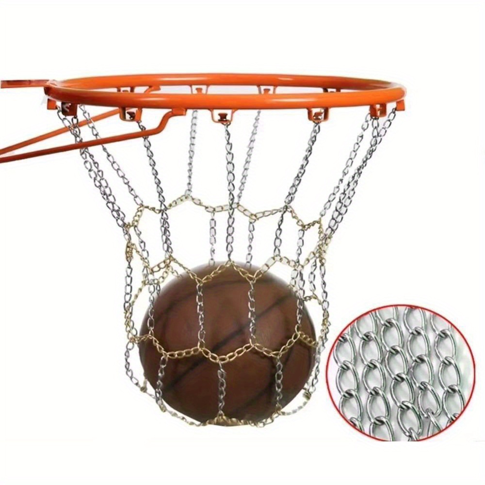 1pc Heavy Duty Galvanized Steel Basketball Hoop Net -   Replacement, Durable Metal Fiber Construction, Ideal for Indoor & Outdoor Use,  , Basketball Equipment|Sturdy Hoop Net|Durable Metal Net, Basketball Hoop