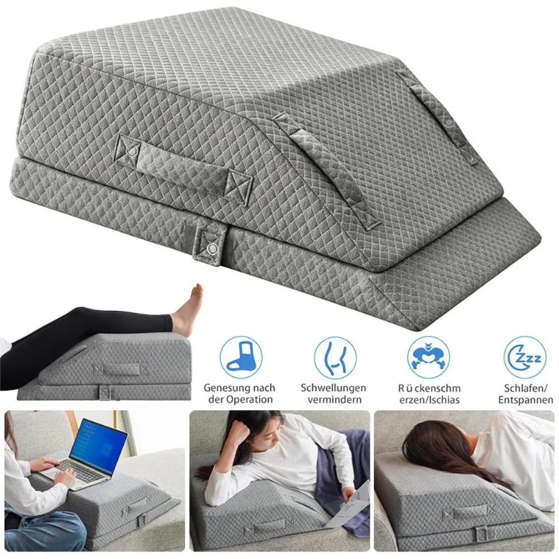 Image of Ergonomic Memory Foam Leg Pillow, Height Adjustable Leg Cushion With Integrated Handle, Leg And Back Tension, Accessory For Bedroom Sofa Rest And