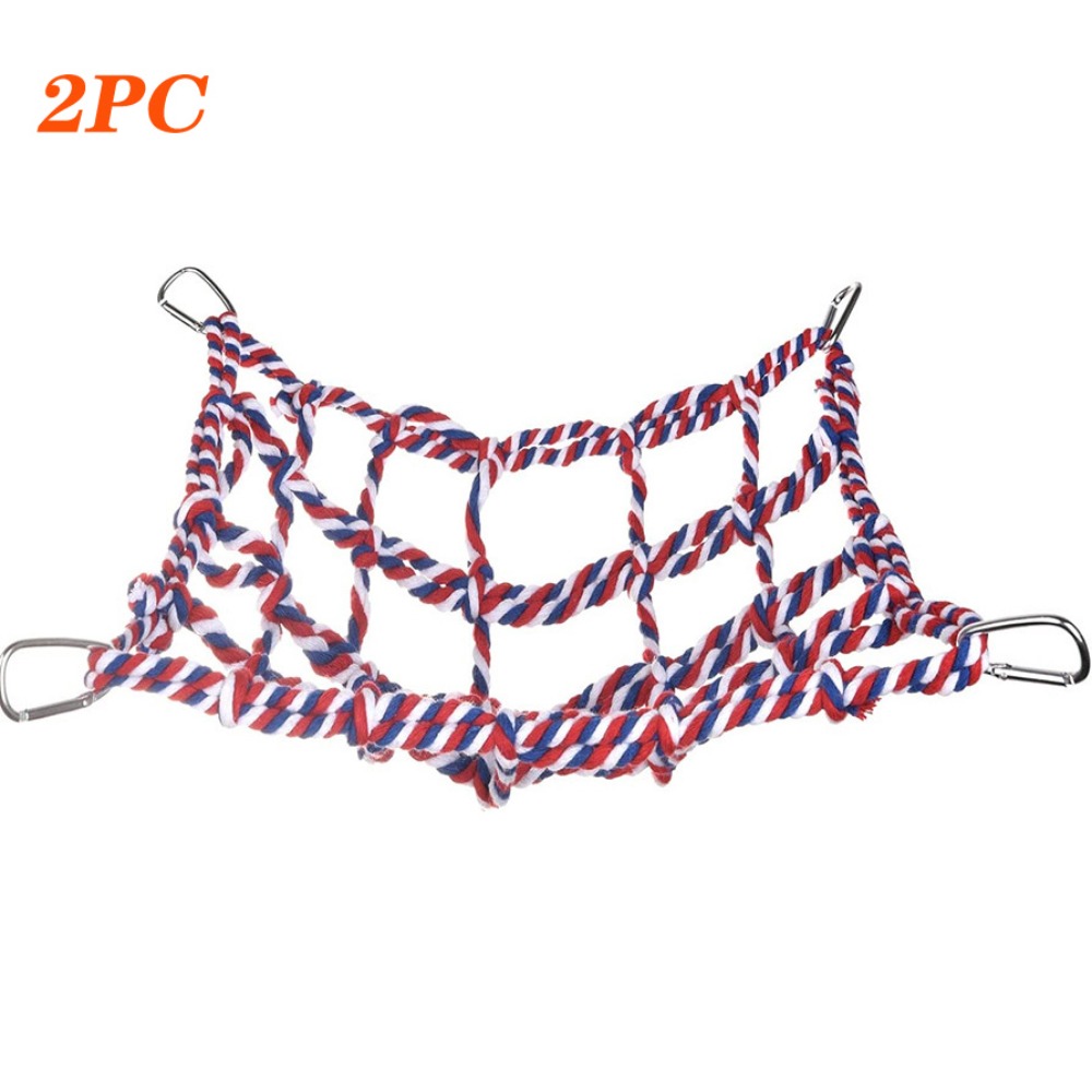 2-Pack Colorful Rope Bird Climbing Net Hammock