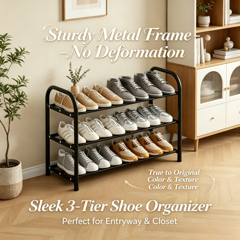 TEMU A Heavy-duty, Fully Metal Shoe Rack With Extendable Storage Shelves, 3-pole Support Storage Rack, Stable Load-bearing Storage Unit, Suitable For