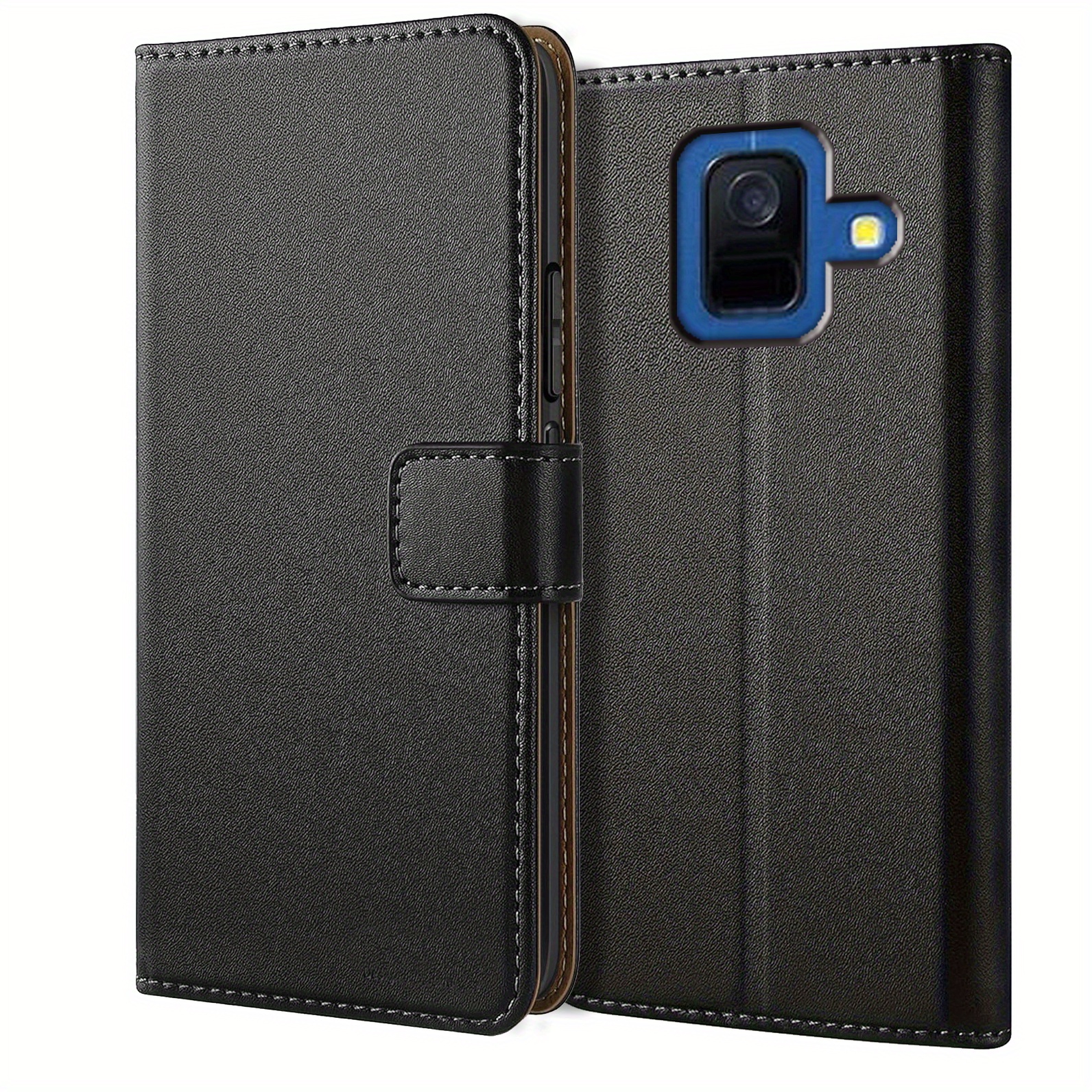TEMU Phone Case: For Galaxy A6 (2018) / Galaxy A6 Plus (2018) / Galaxy A6  Case With Kickstand Faux Leather Flip Protective Phone Case Cover