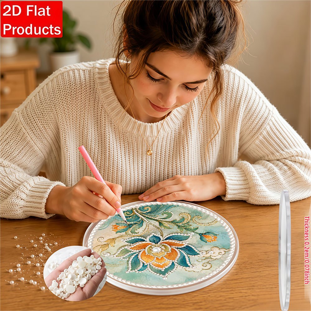 DIY Acrylic Pearl Drill Pendant Kit, Chinese-Style Lotus Pattern