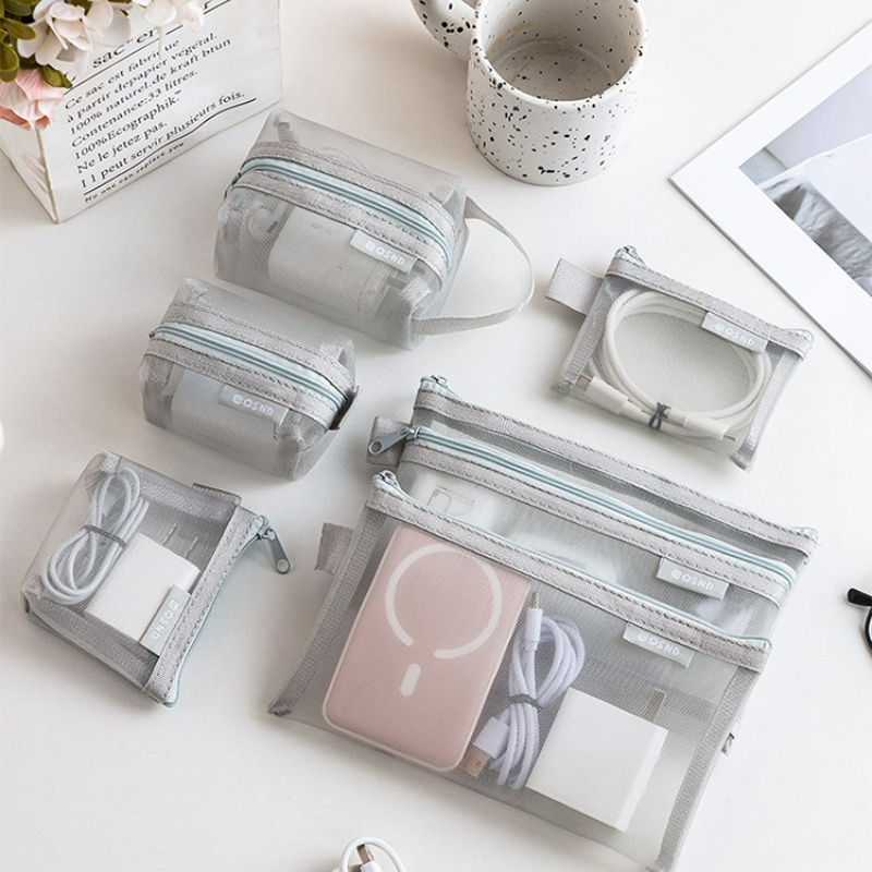 TEMU 6pcs Minimalist Transparent Mesh Coin Purse, Portable Coin Bag, Mini Zipper Coin Pouch, Travel-friendly Coin Purse, Can Hold Cards, Keys, And