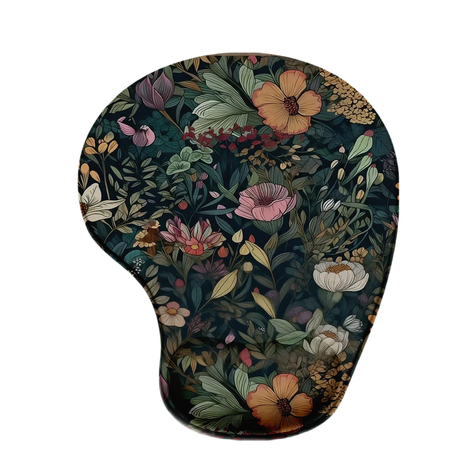TEMU Ergonomic Wrist Rest Mouse Pad | Silicone, Floral And Grass Pattern, Stylish And Durable, Office Desk Mat And Decoration