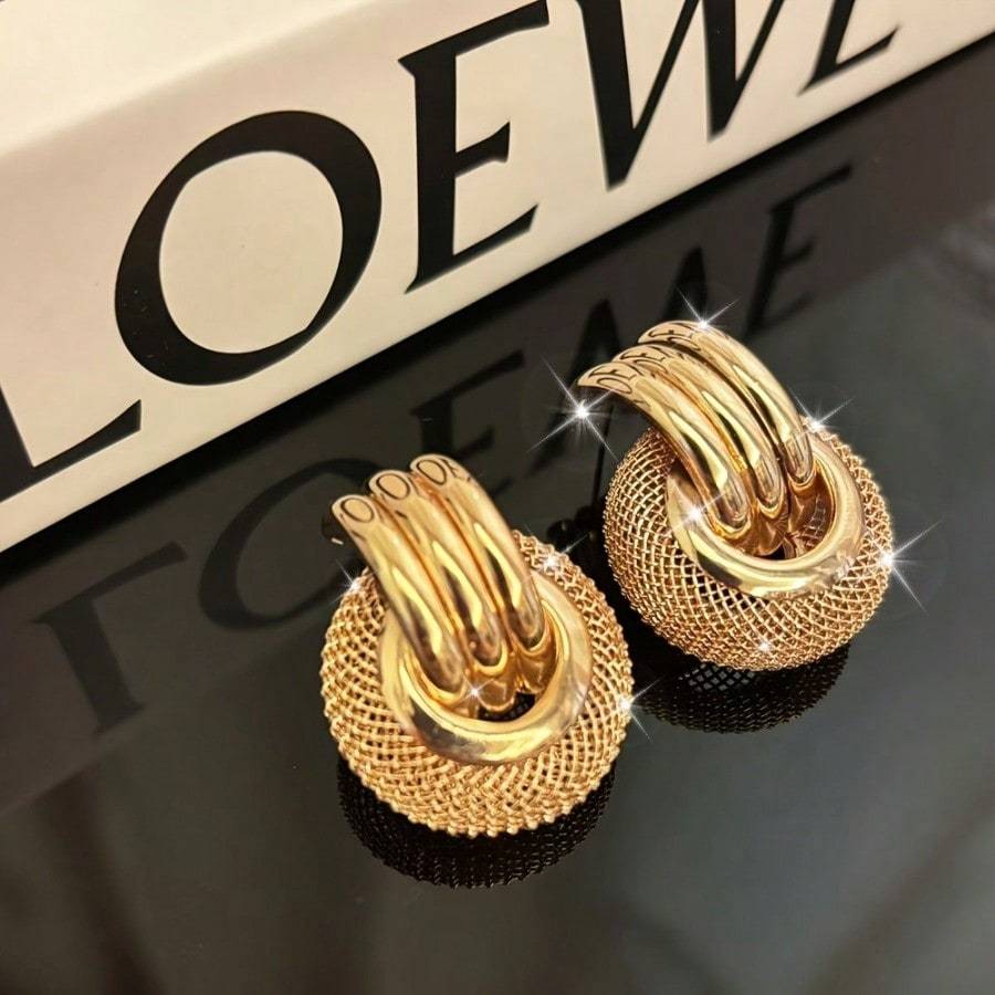 TEMU 1 Pair Of 18k Golden Plated Golden-plated Trendy Earrings/ Mesh Ring Earrings, For Teenager