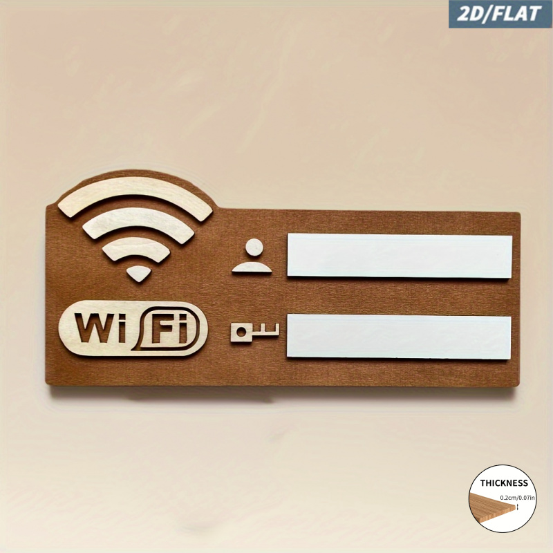 TEMU Plaque plate 2D, 1 pièce, plaque plate 2D en bois imprimée vintage pour réseau WiFi - Plaque alimentation requise pour de passe de routeur fil,
