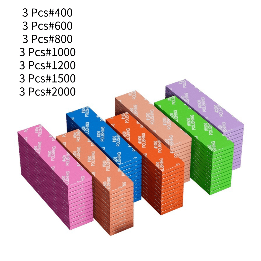 TEMU 7/14/21pcs Sandpaper Sponge Set, Model Tool, Wet Dry Dual-use, Curved Surface Polishing, Polishing Tool, Various Grain Sizes Of Paper,