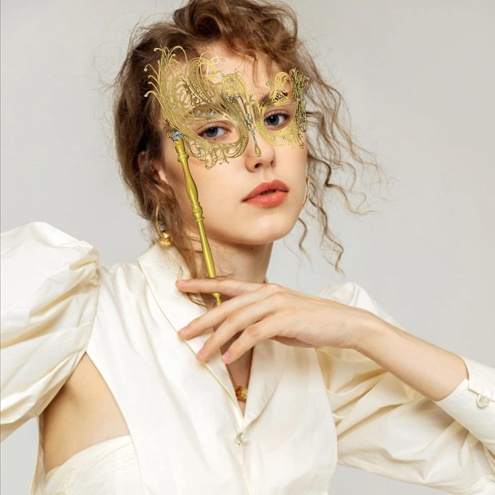 A Shiny Metal Mask for Women, Perfect for Halloween And Designed for Carnival Mask Events, Venetian Style, And Costumes.