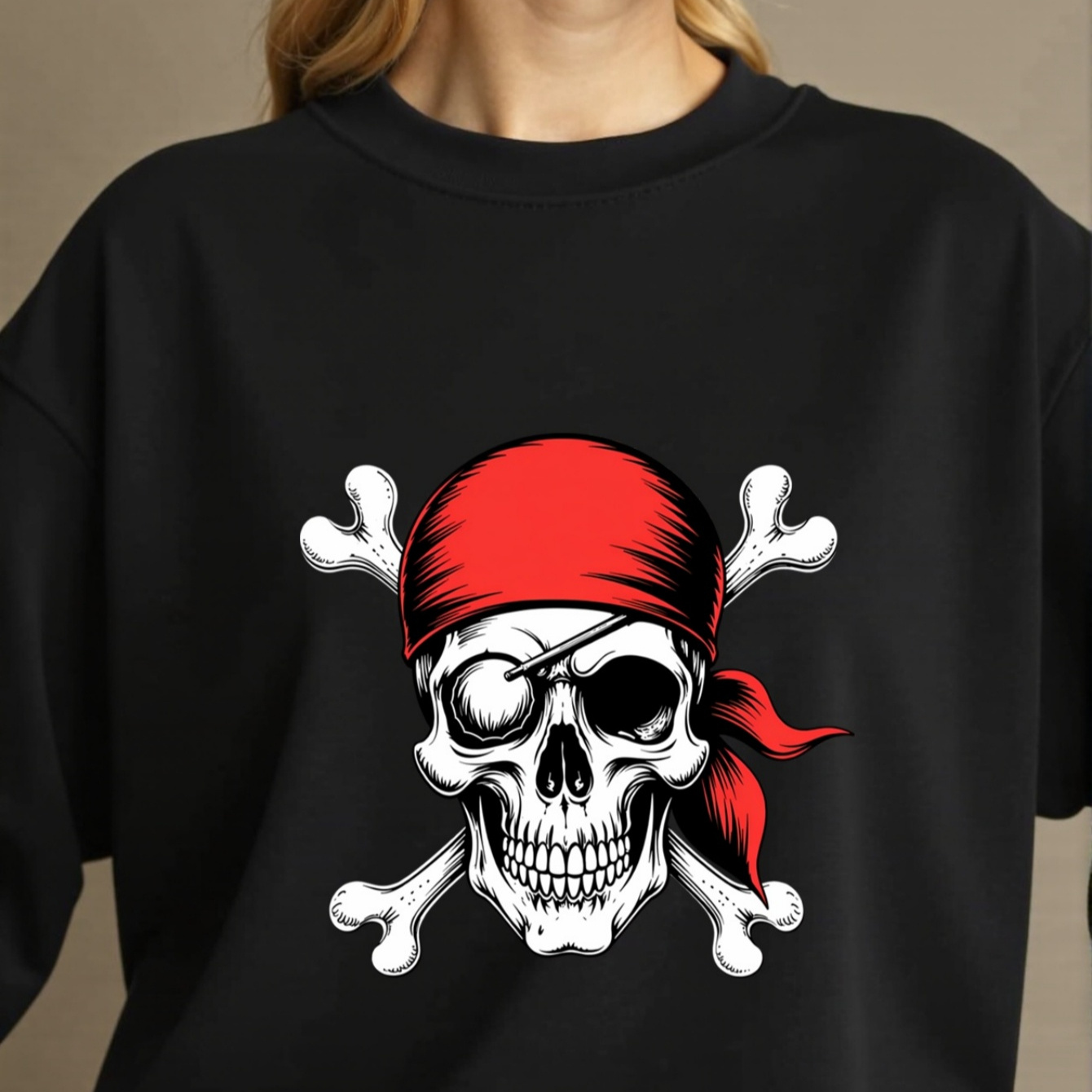 

Fashionable Long-sleeve Hoodie For Women Featuring A Pirate Skull Print, Suitable For Casual Sports And All .