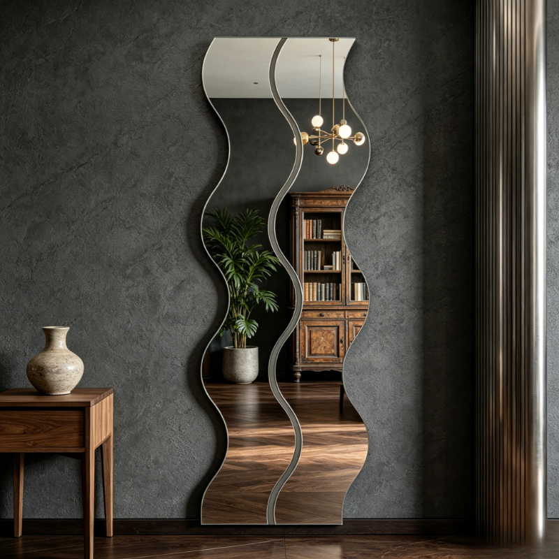 TEMU Specchio da parete acrilico a senza , design senza cornice per camera da letto, , soggiorno, specchio decorativo moderno, facile da installare,