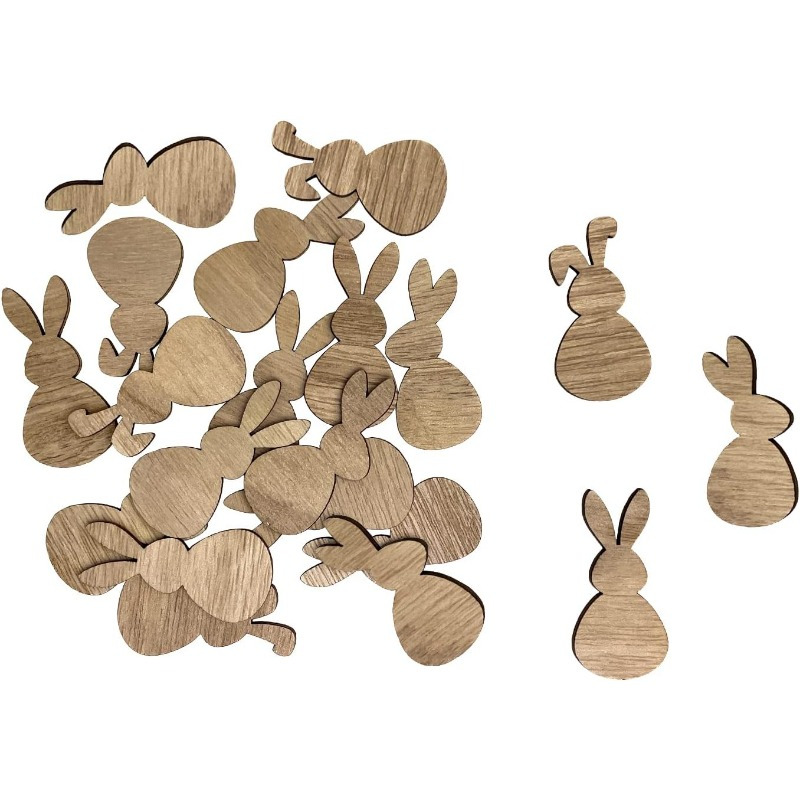 

50pcs Wooden Confetti Bunnies Litter Decor Table Decoration Parts Decoration For Easter Or For Crafts (nature