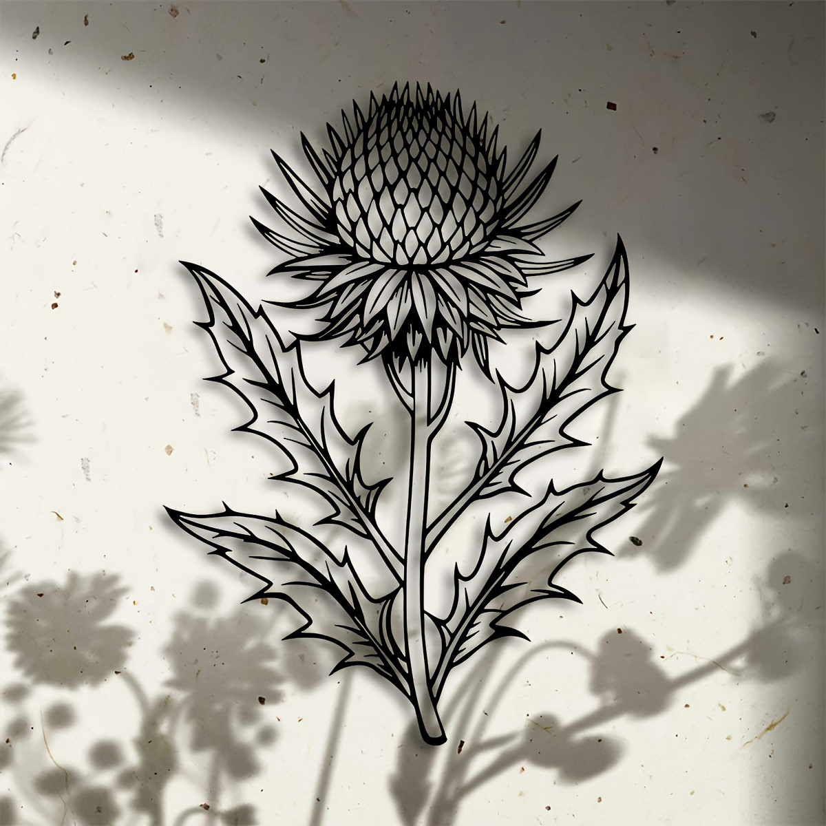 TEMU 2d Flat, Elegant Thistle Acrylic Wall Art - Scottish , Black Silhouette, Suitable For Indoor/outdoor Decor, Ideal For Home, Garden, Balcony -