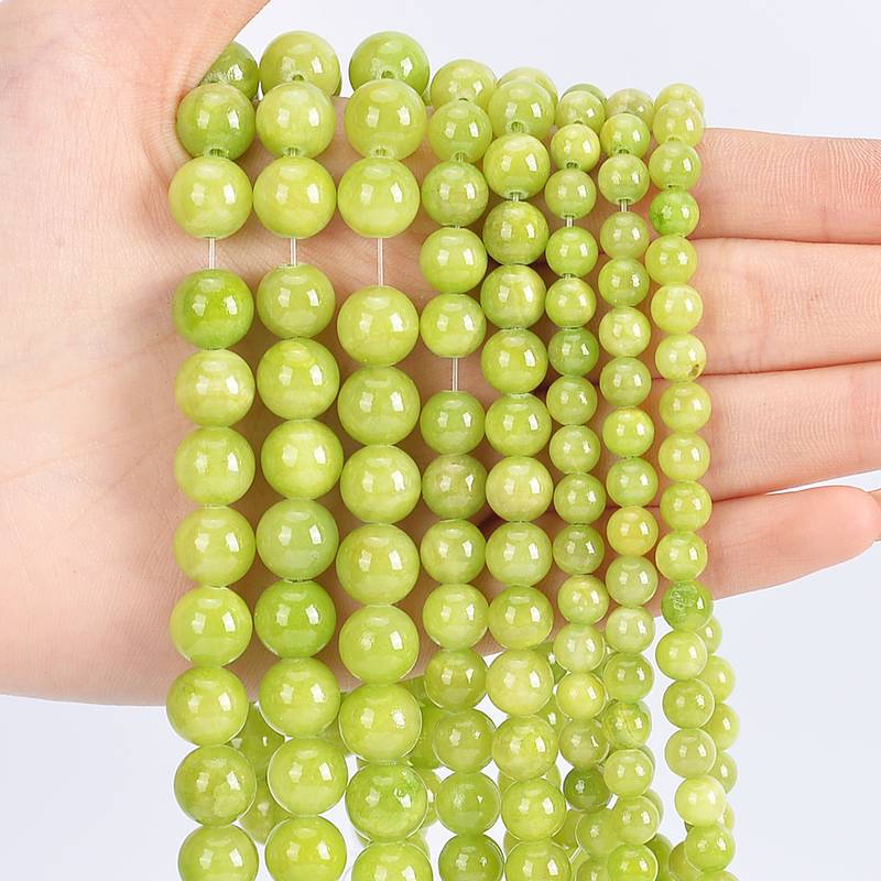 36 Inch Natural Round Yellow Jade And Topaz Gemstone Bead Necklace – AAA Quality – Choker Style