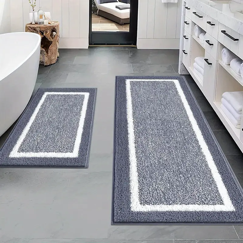 bathroom rugs sets 2pcs non slip bath mats for bathroom absorbent bath rugs floor mat machine washable shower rugs for bathroom floor tub and shower Product details 1
