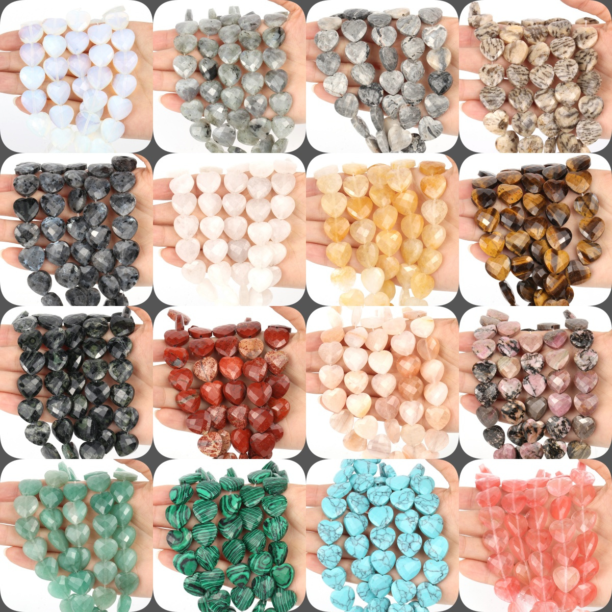 

10pcs Assorted 15mm -shaped Cut Stone , , For Bracelets , & Accessories