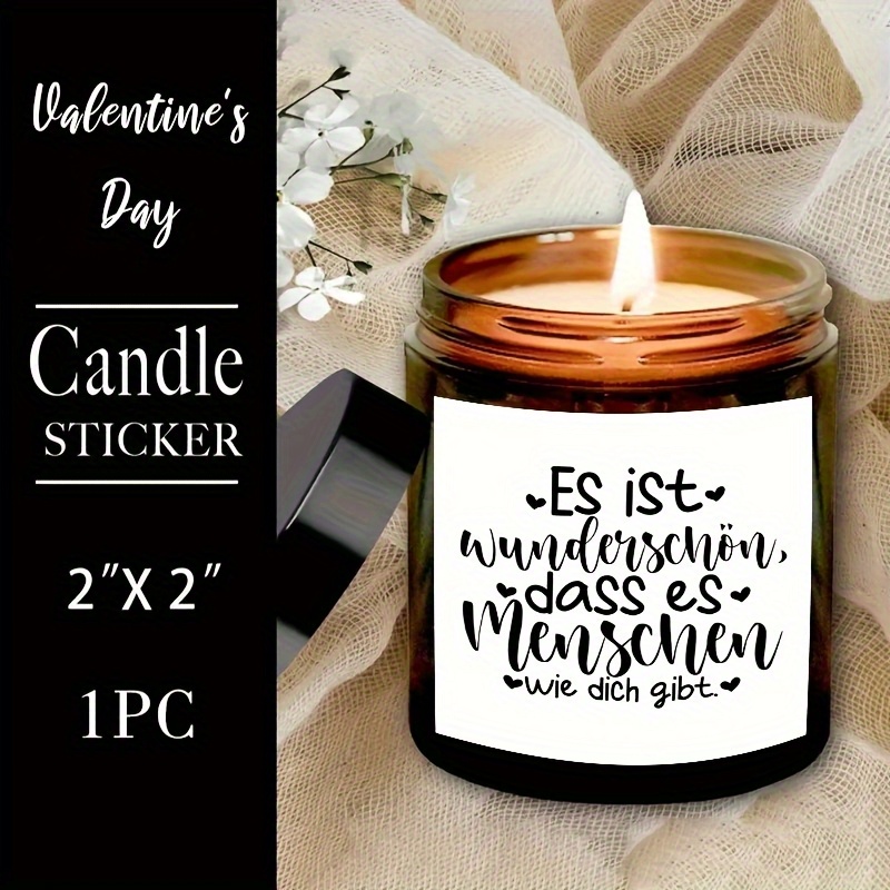 TEMU 1pc Handcrafted 2x2 Inch German Inspirational Candle Stickers - Vinyl Decals Featuring Motivational Quotes For Home Decoration, Funny Friendship