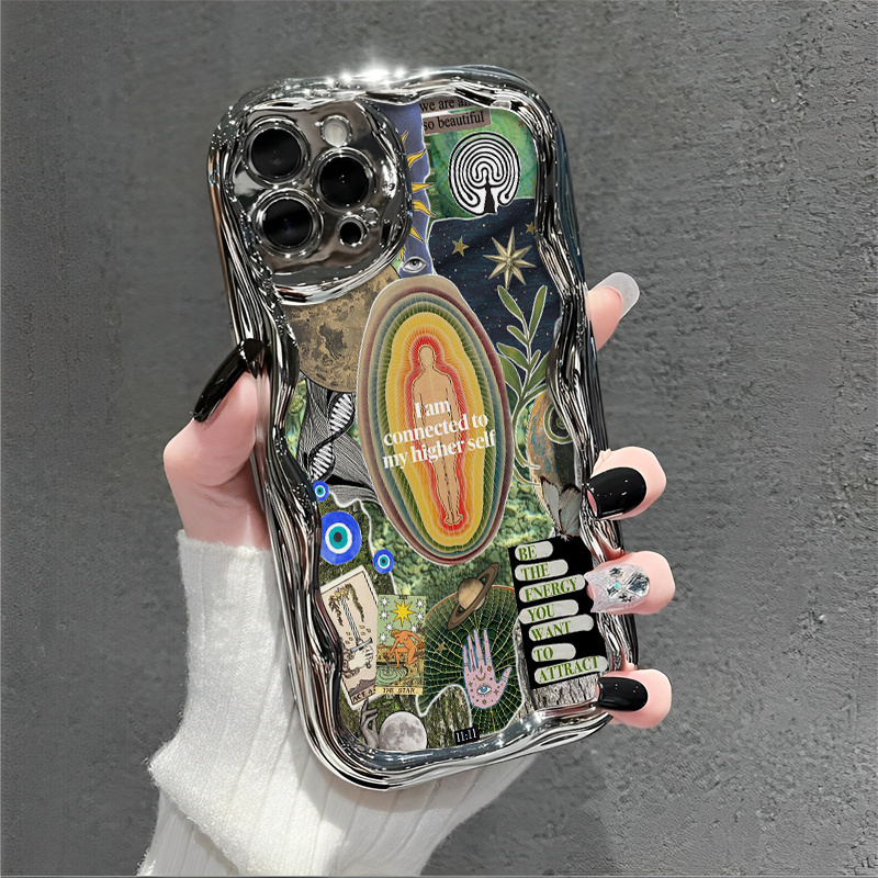 TEMU Phone Case - The Newly Electroplated Cream Wave Phone Case Is Compatible With All Models Of The Iphone 16/15/14/13/12/11/pro/plus/max, Featuring