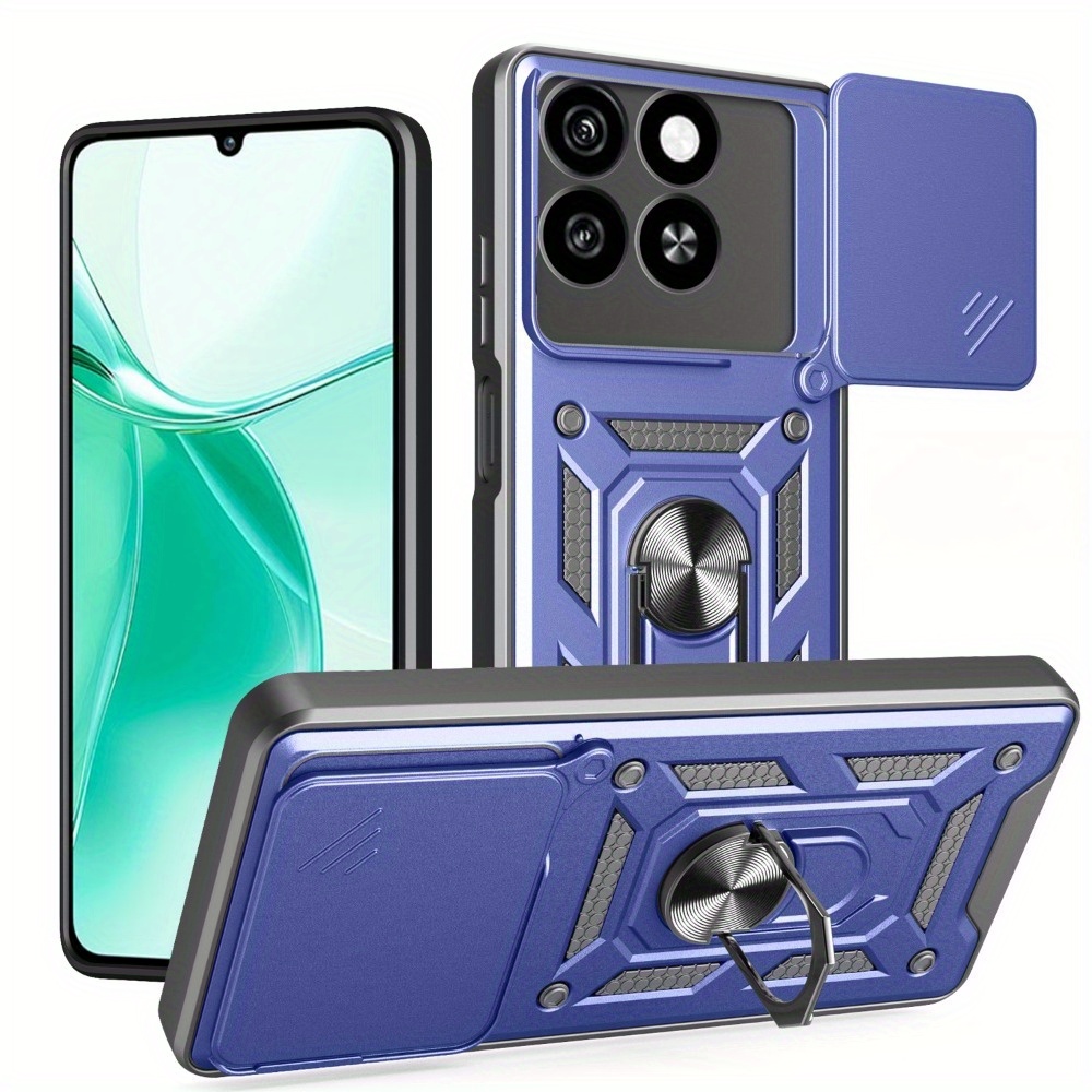 Custodia Ibrida Di Lusso Con Anello E Supporto Per ZTE Blade A55 – Doppio Strato Magnetico