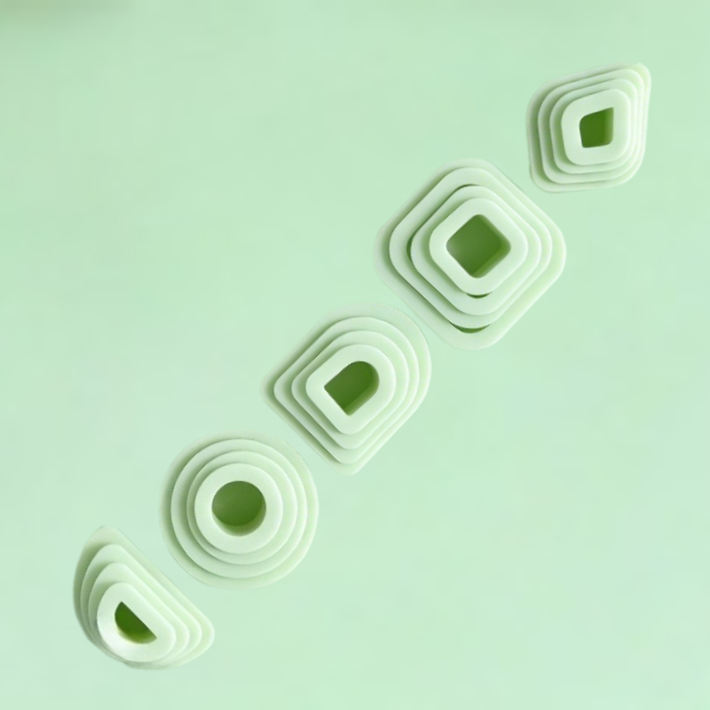 TEMU 20pcs Plastic Clay Cutting Molds With Rounded Square & Half-circle Shapes Suitable For Diy Earring Making, Polymer Clay Craft Cutters, Templates