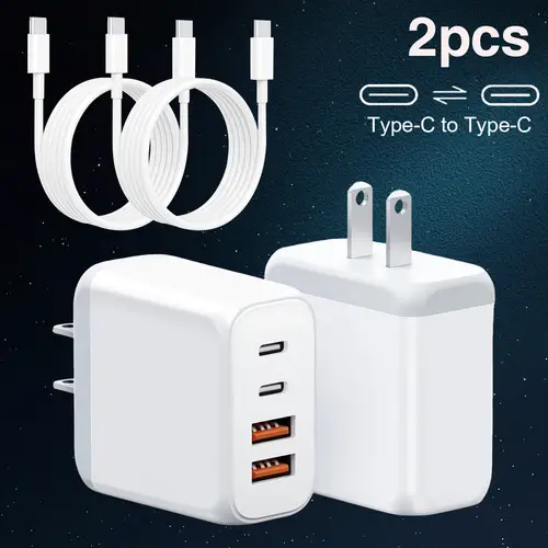 compact size dual usb c wall charger with fast charging for iphone ipad adapter with 3 ports usb a usb c 110v 220v compatible white