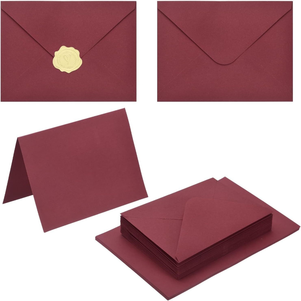 TEMU 36 Enveloppes vierges de couleur unie style (12 enveloppes + 12 cartes de vœux + 12 autocollants), cartes de vœux colorées, ensemble