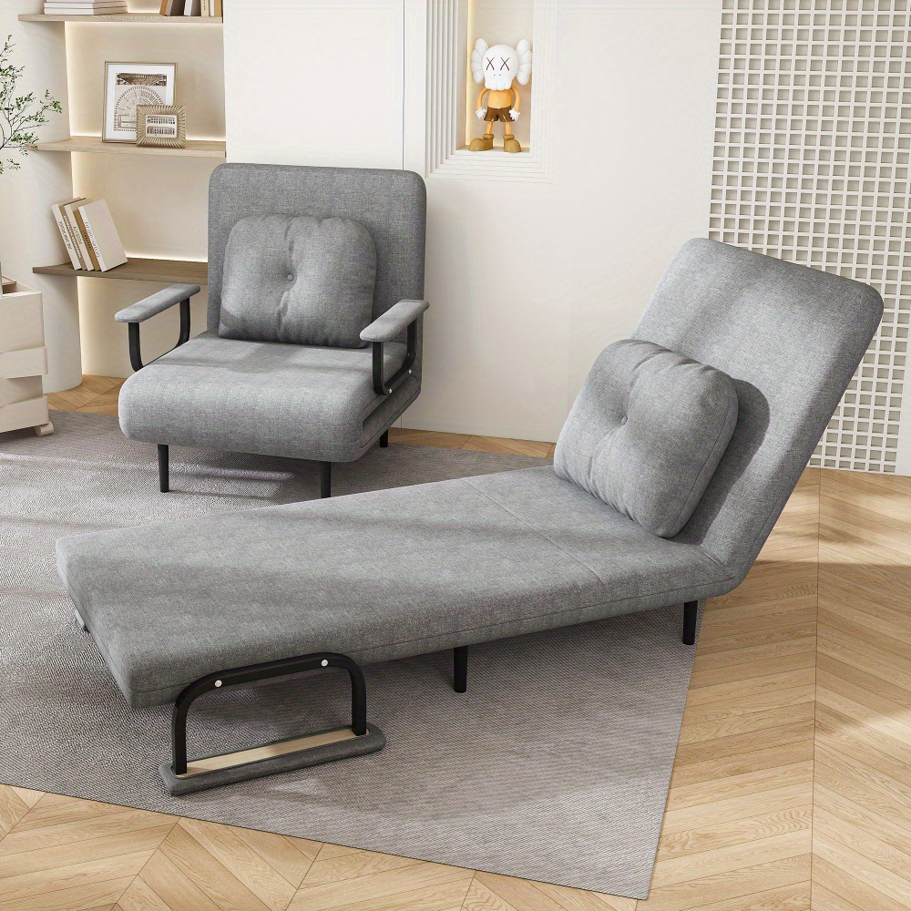 folding sofa bed 5 in 1 convertible chair 5 position adjustable backrest with pillow space saving sleeper for living room bedroom office grey Product details 2